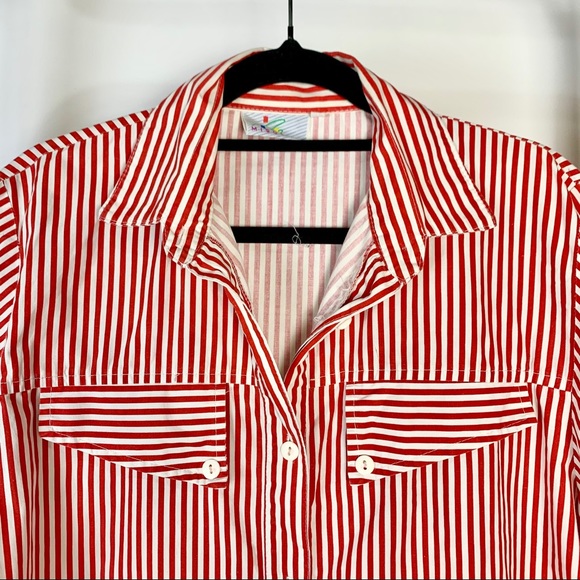Vintage Mischief top size 12 red white striped - Picture 3 of 5